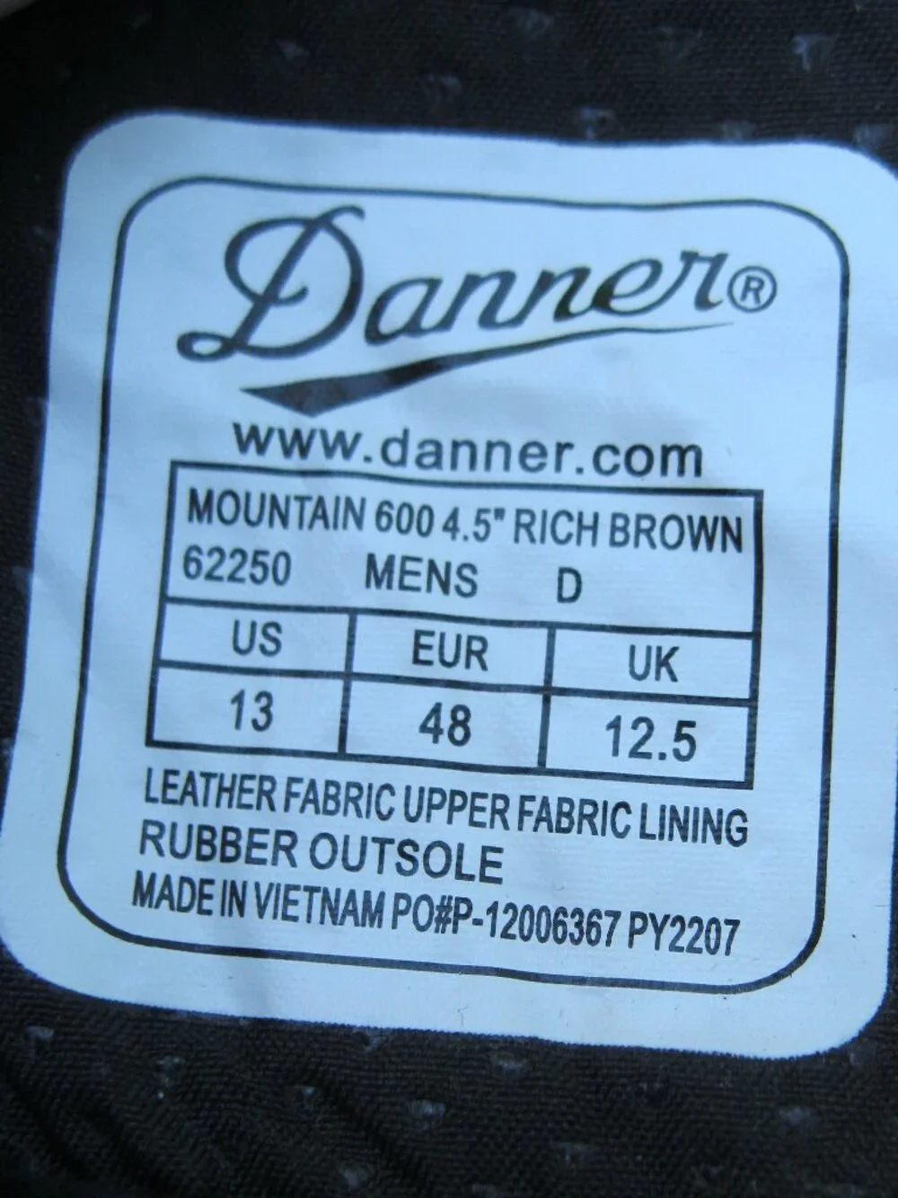 Danner Mountain 600 Men's Hiking Boots Size 13